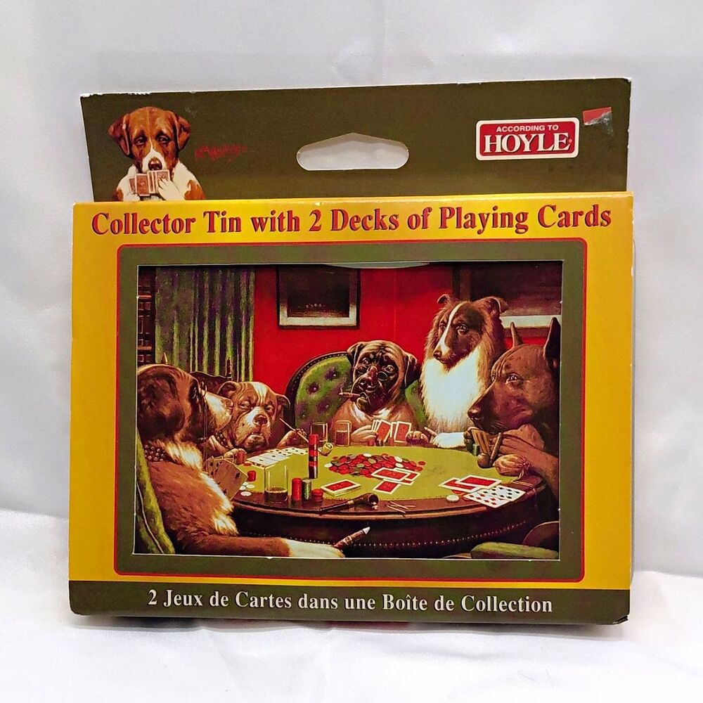 Hoyle According to Hoyle Collector Tin w/ 2 Decks C.M. Coolidge Dogs 1998, New!
